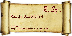 Raith Szilárd névjegykártya